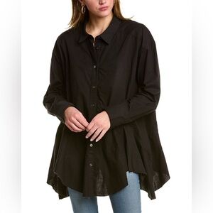 Free People Black Relaxed Button-Down Tunic Shirt